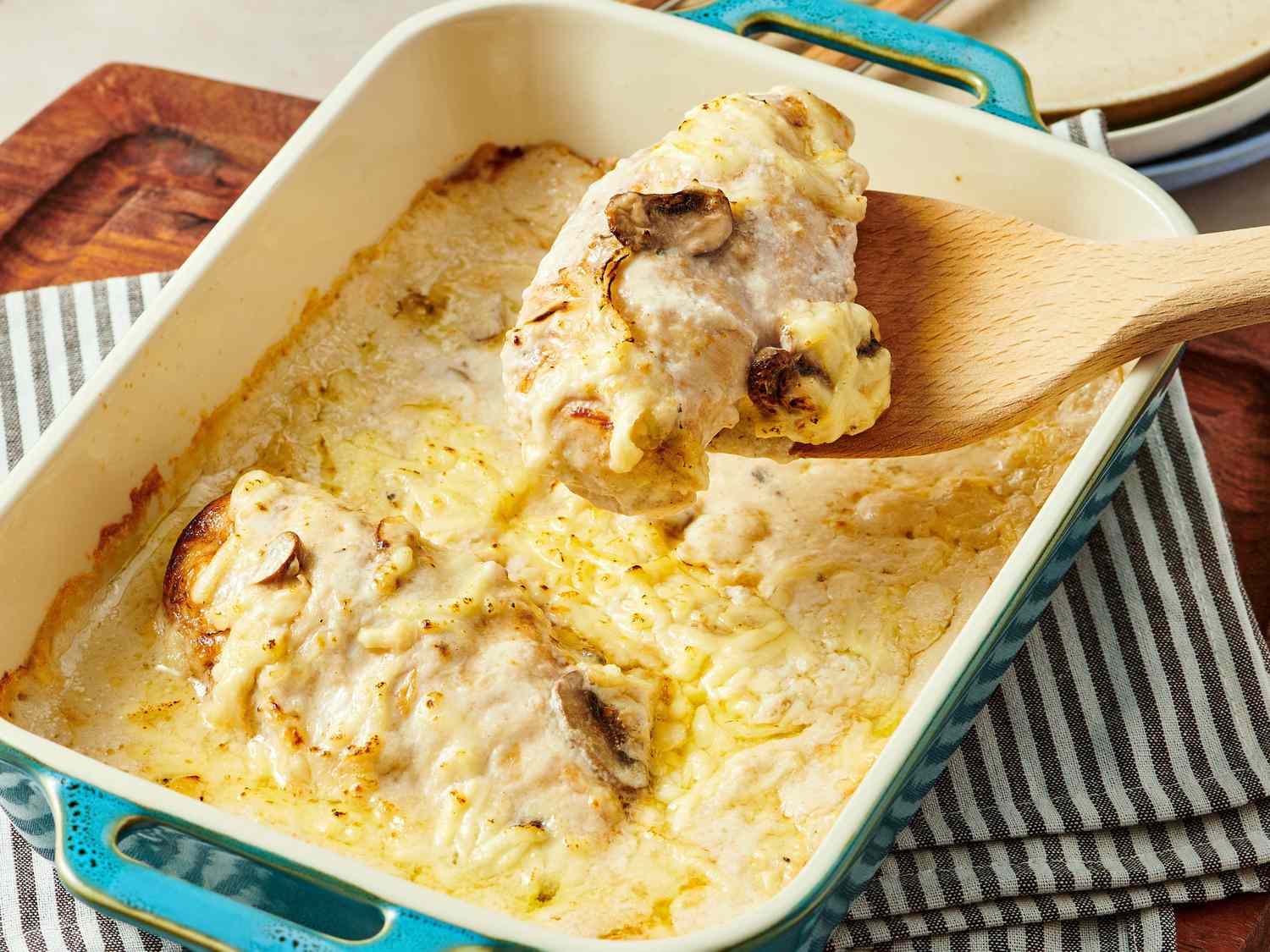 Baked Asiago Chicken and Mushrooms