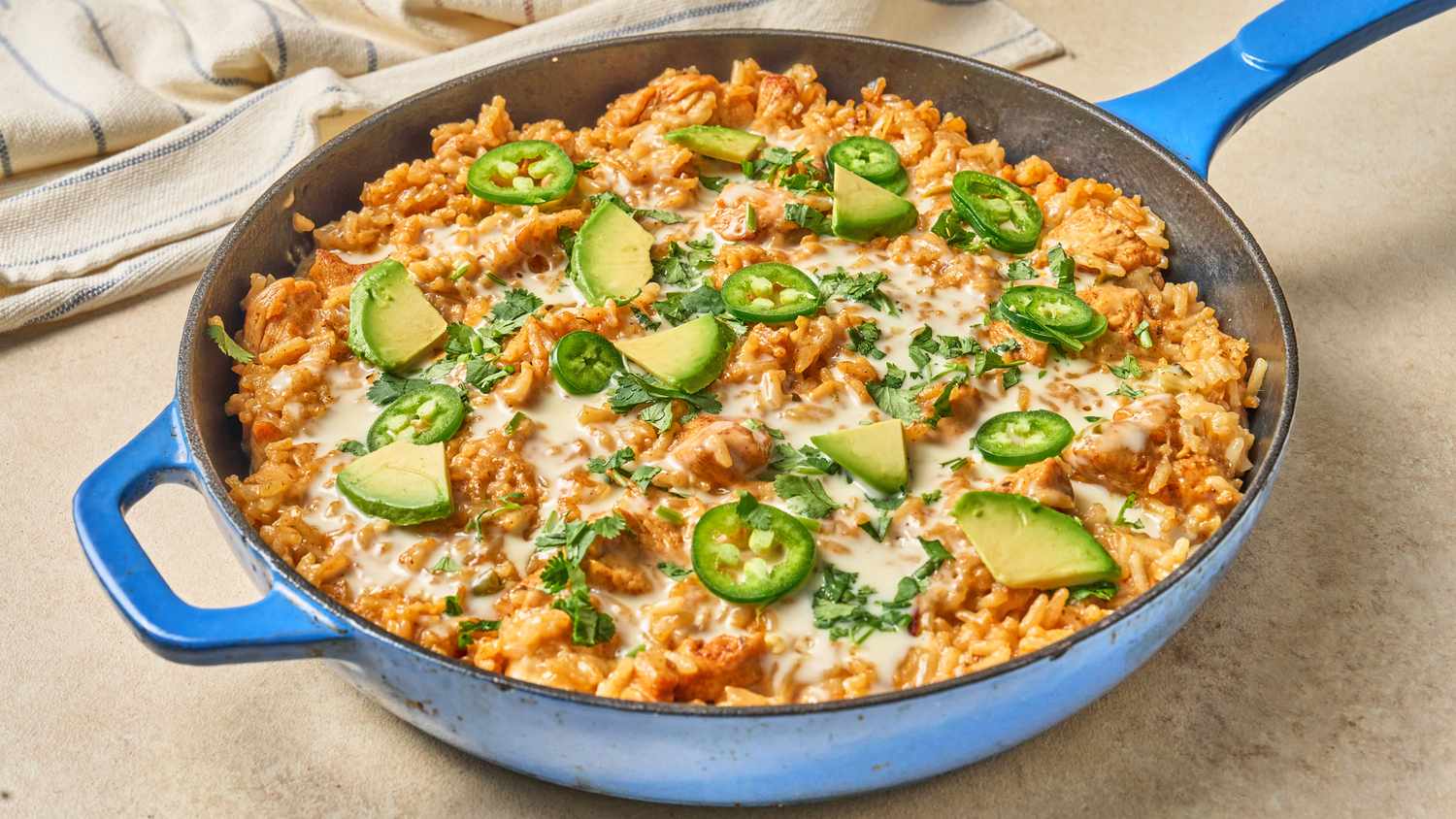 One Pan Happy Plate (Queso Chicken and Rice)