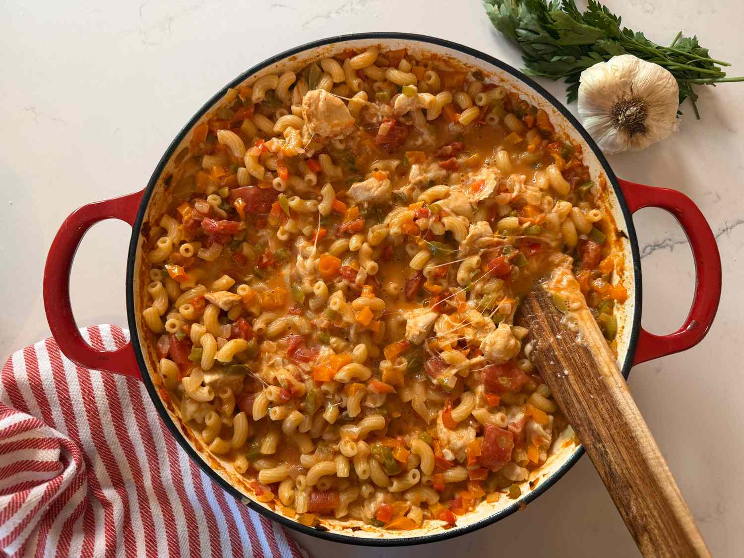 One-Pot Chicken Stuffed Pepper Pasta