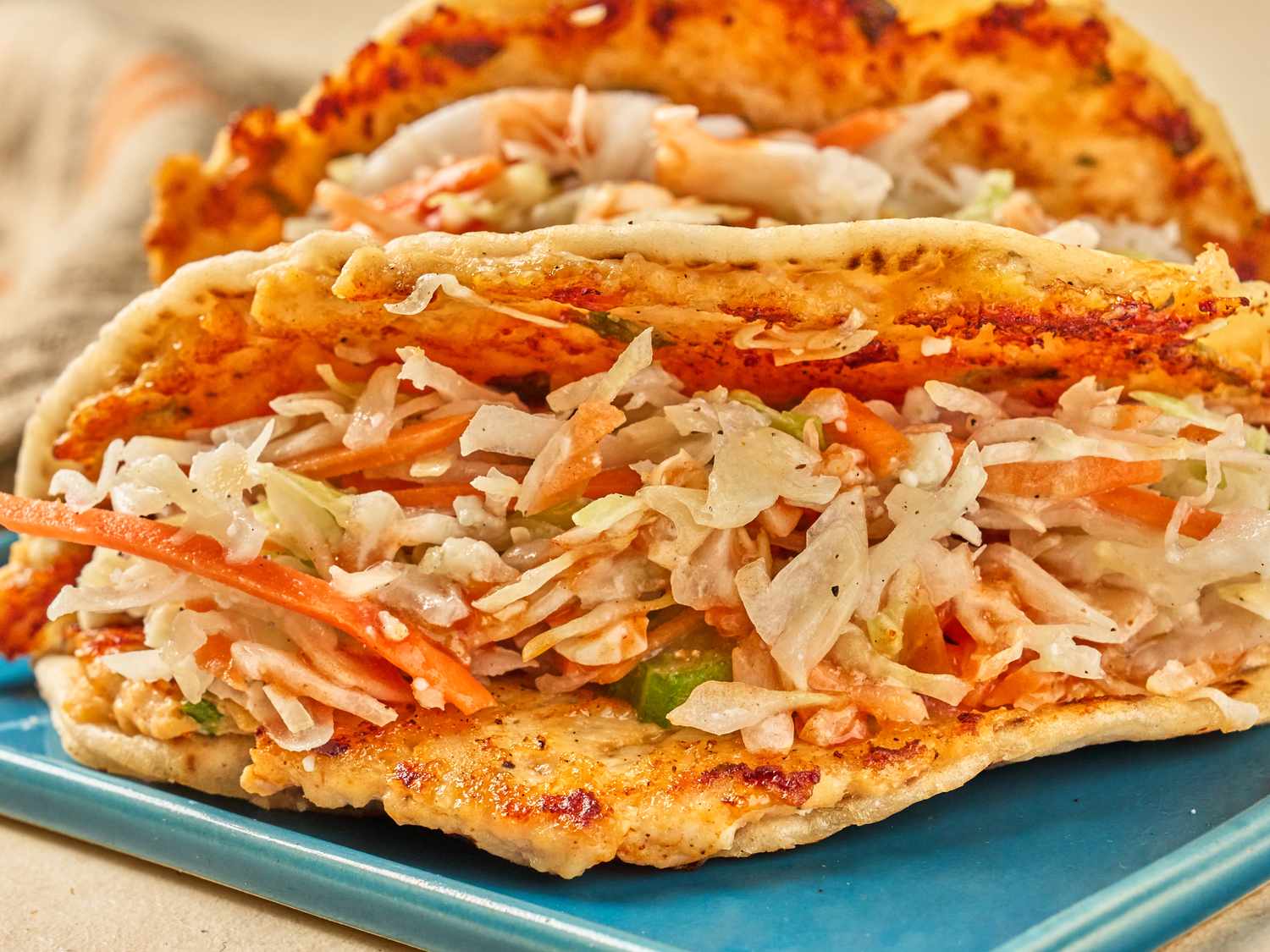 Buffalo Chicken Smashed Tacos
