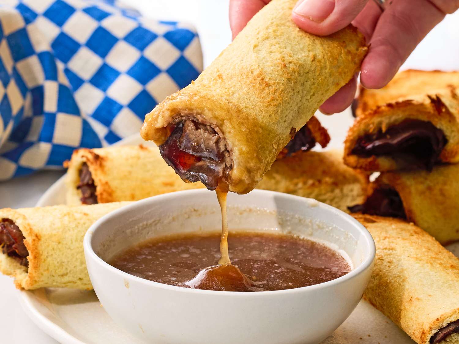 Crispy French Dip Rolls