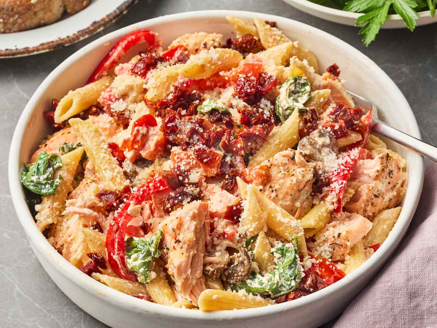 Baked Salmon Feta Pasta