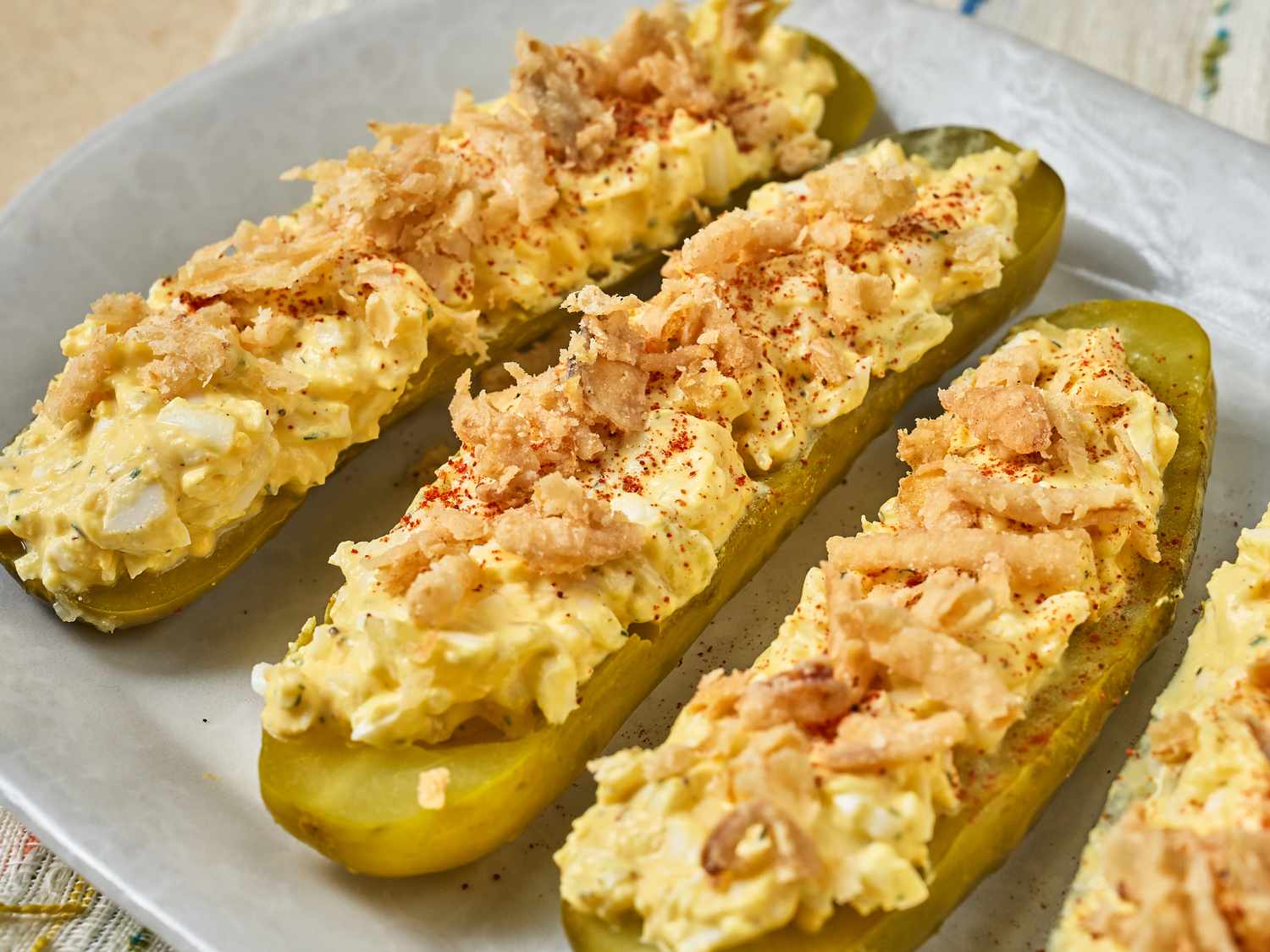 Deviled Egg Pickle Boats
