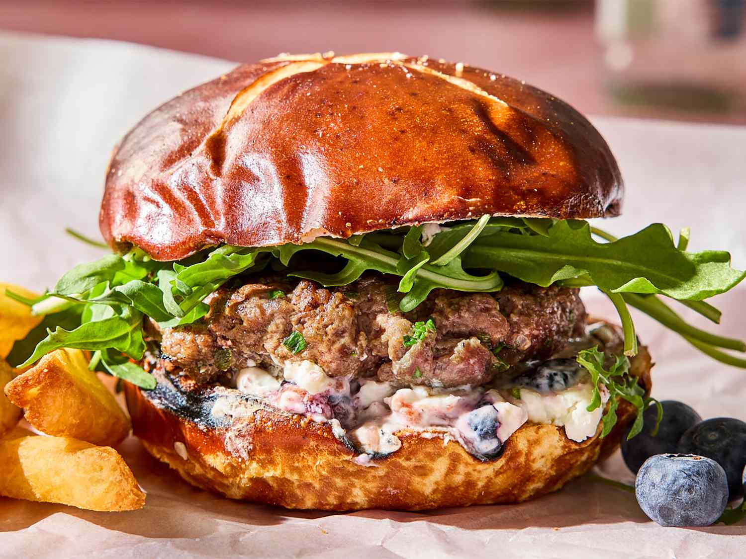 Burgers with Whipped Blueberry Goat Cheese
