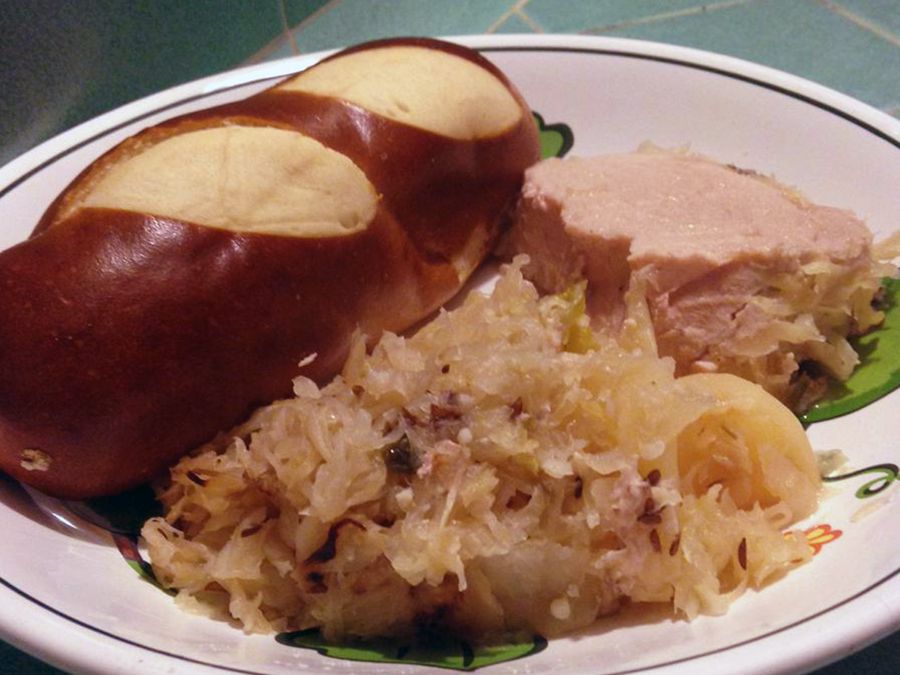 Slow Cooker German-Style Pork Roast with Sauerkraut and Potatoes