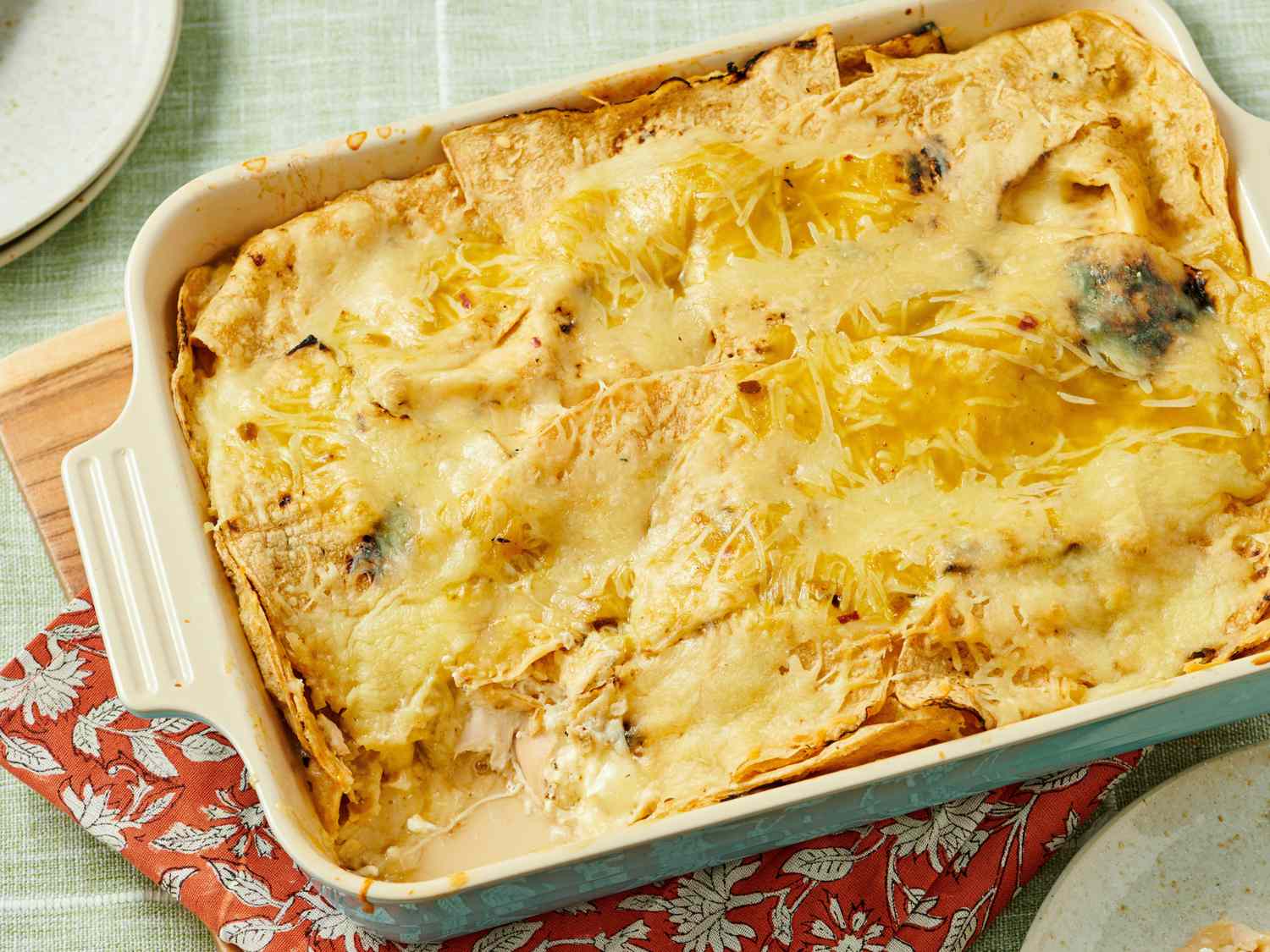 Quick and Easy Green Chile Chicken Enchilada Casserole