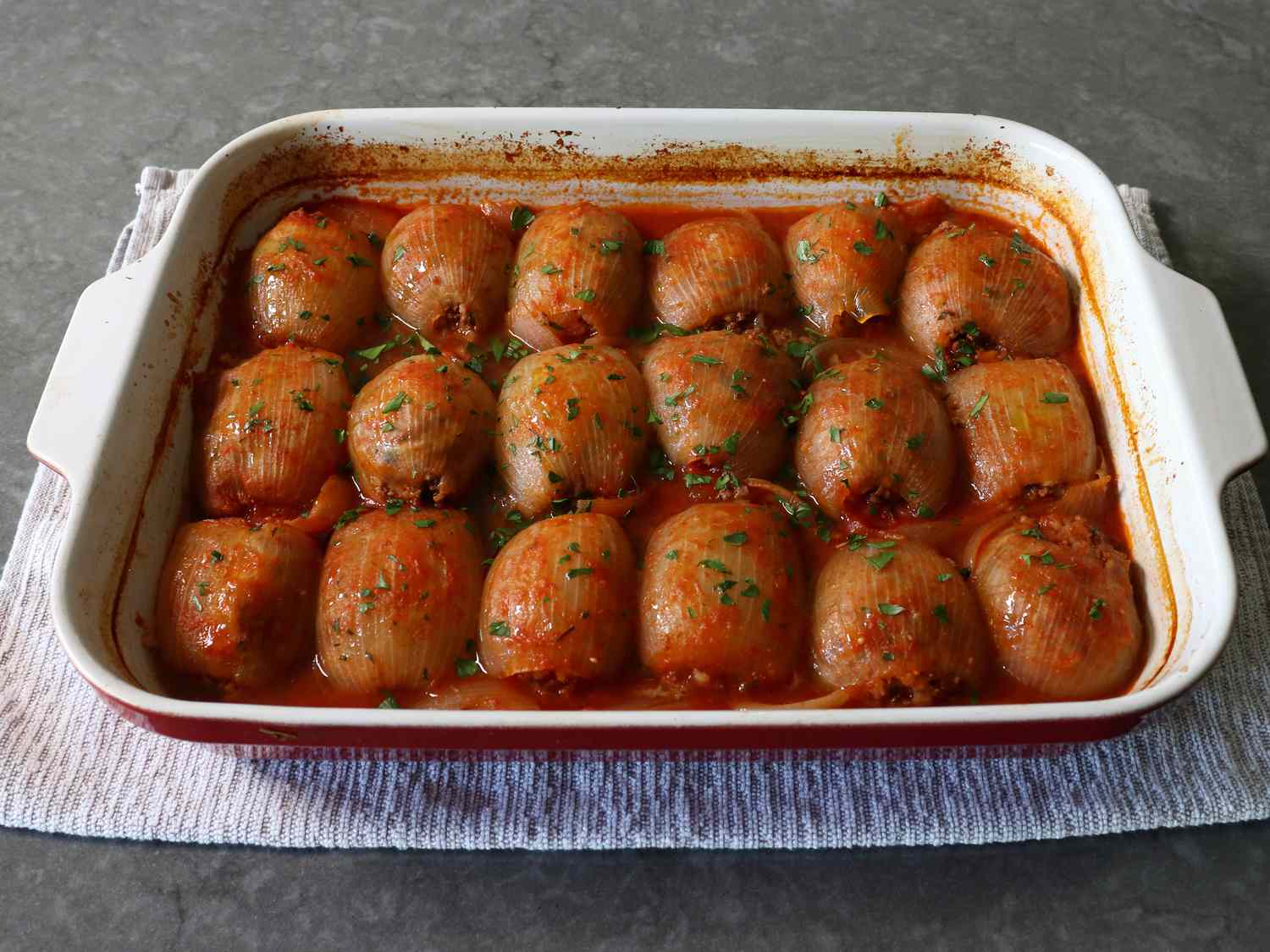 Greek Beef Stuffed Onions (Salantourmasi)