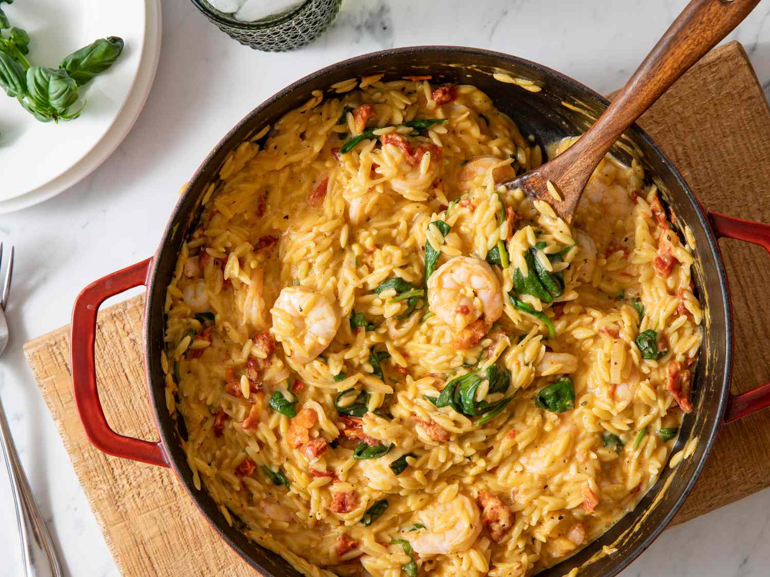 One Pot Tuscan Shrimp and Orzo