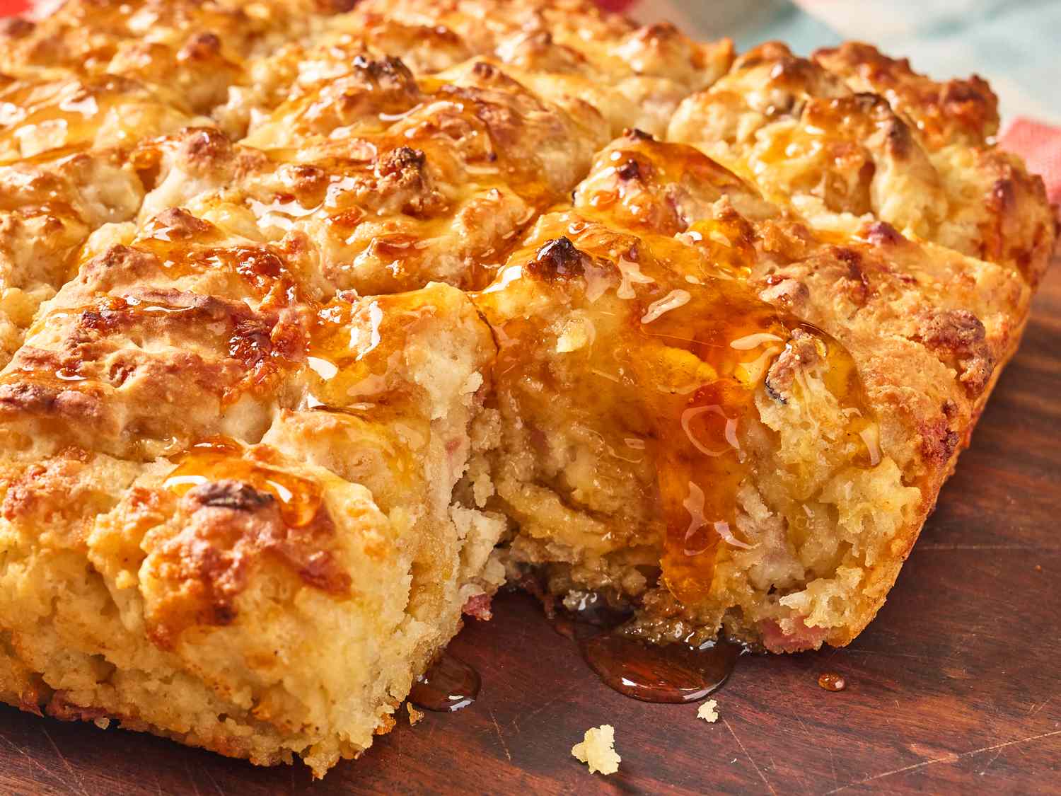 Hot Honey Ham and Cheese Butter Swim Biscuits