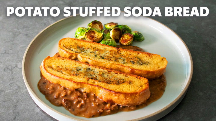 Potato Stuffed Soda Bread with Shepherd's Gravy